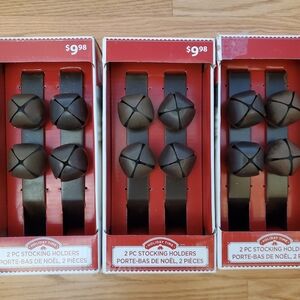 Cute Rustic Jingle Bells Stocking Holders/Hangers x6 - Holiday Time